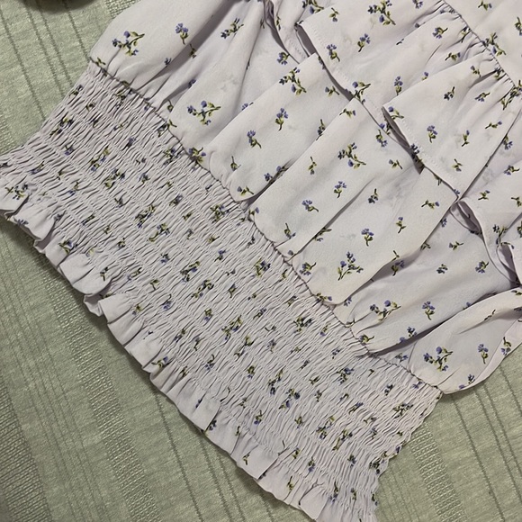 MIXED THREADS | Women’s Floral Ruffle Sleeve Smocked Peplum Top NWT Size M - Picture 5 of 7